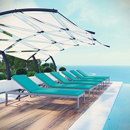America Luxury - Outdoor Modern Contemporary Urban Patio Balcony Chaise Lounge Chair Set of 6 Blue
