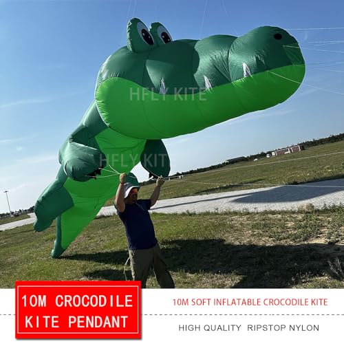 Yingfeida Large 10m Green Crocodile Inflatable Kite Ripstop Nylon
