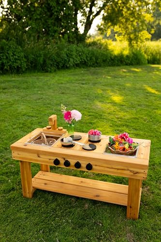 Noble Wooden Toy Co. XL Cedar Outdoor Mud Kitchen Red Cedar Stain