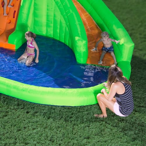 Blast Zone Crocodile Isle Inflatable Water Park with Dual Slides Green/Blue