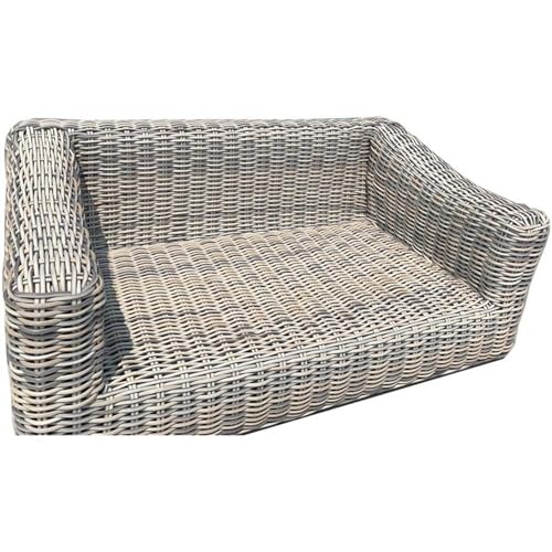 Teva Furniture Hawaii Three-Tone Wicker Loveseat with Silver Gray Cushion White/Beige