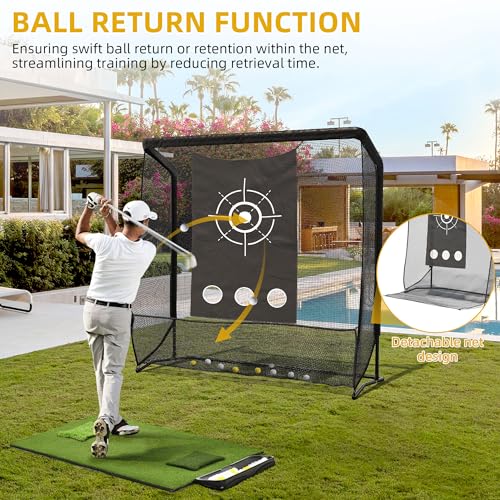 DWVO Golf Hitting Net with Steel Frame Black