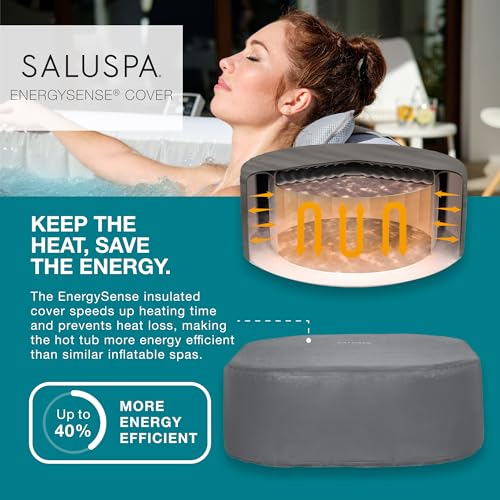 Bestway SaluSpa Hawaii EnergySense Smart Luxe AirJet Inflatable Hot Tub Spa Black Marble