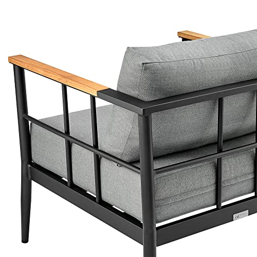Armen Living Shari Modern Outdoor Patio Conversation Set, 4 Piece, Black