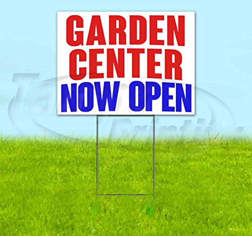 TampaPrinting Garden Center Now Open Yard Sign 18" x 24" with Metal Step Stake