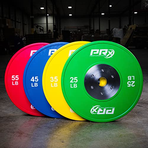PRx Performance Elite Bumper Plate Pairs Steel Center Insert 55lb Pair