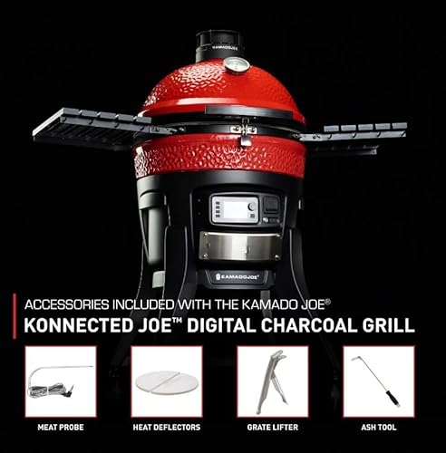 Generic Kamado Joe Konnected Joe Digital Charcoal Grill and Smoker with Auto-Ignition and Temperature Control Red