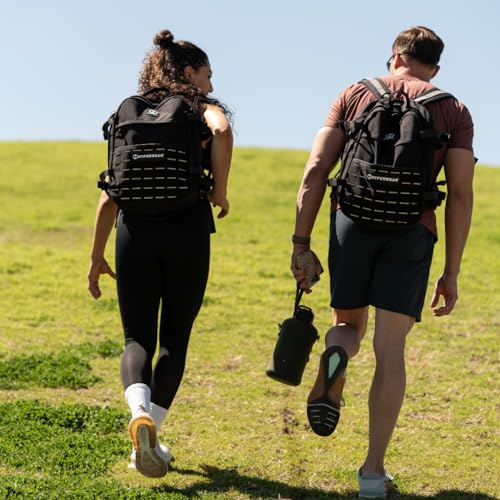 HYPERWEAR Hyper Ruck Backpack - 3 Rucking Plates/Laptop Sleeves - Weight Vest Fitness Day Pack, 20L Black Silver