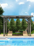 DEXSO 10' x 12' Cedar Wood Pergola with Retractable Shade Canopy Charcoal Gray