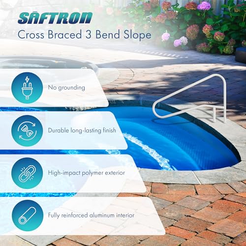 SAFTRON Cross Braced 3-Bend Pool Rail White