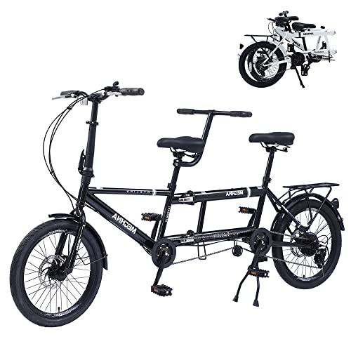 GOJLEX Foldable Tandem Bike 20” City Folding Bicycle Black