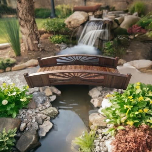 SamsGazebos Sunburst Garden Bridge 8 ft Brown