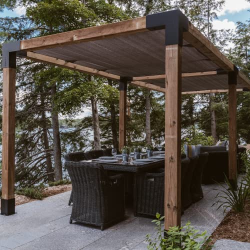 TOJAGRID Double Pergola Kit with 2 Shade Sails for 6x6 Wood Posts Graphite