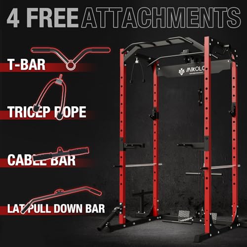 Mikolo Power Cage with LAT Pulldown Red
