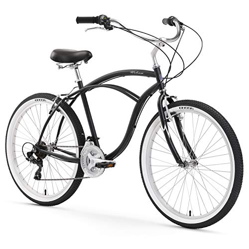 Firmstrong Urban Man Beach Cruiser Bike 26-Inch 7-Speed Matte Black