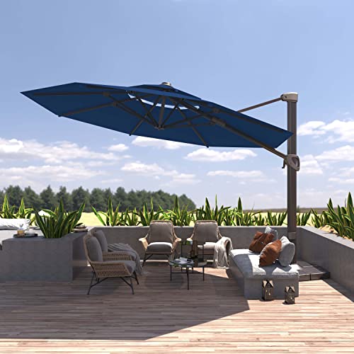 BLUU REDWOOD 11 FT Offset Cantilever Patio Umbrella Classic Blue
