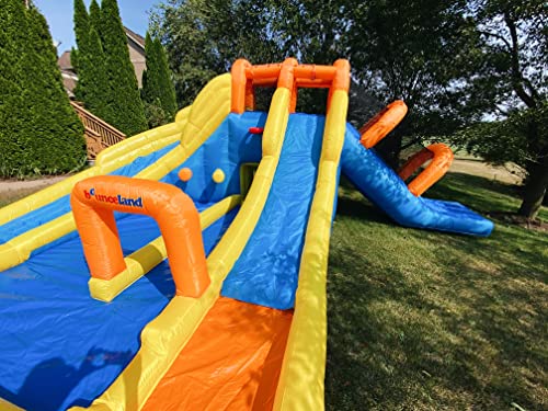 Bounceland Big Splash Triple Water Slides and Pool with Blower, 24ft x 21ft x 8ft, Outdoor Fun for Kids