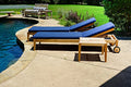 Alveare Home Clearwater Teak Sunbrella Outdoor Patio Chaise Lounger 4-Position Navy