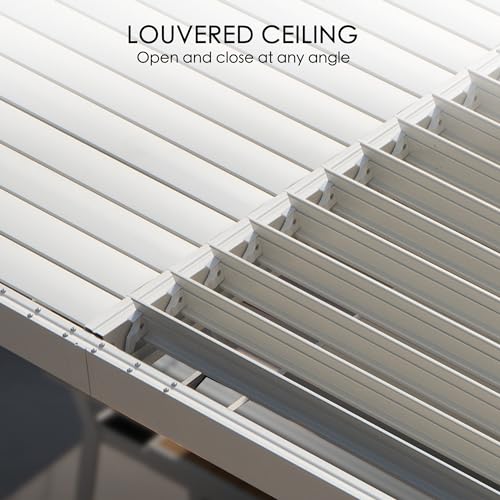 Kozyard 12ft x 20ft Outdoor Louvered Pergola Aluminum Gazebo with Adjustable Roof White