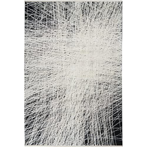 Calvin Klein Balian Area Rug Black/Silver 10' x 13'2" Modern Abstract