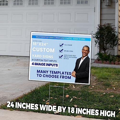 VictoryStore 18x24 Inch Custom Yard Signs Multi 250-Pack