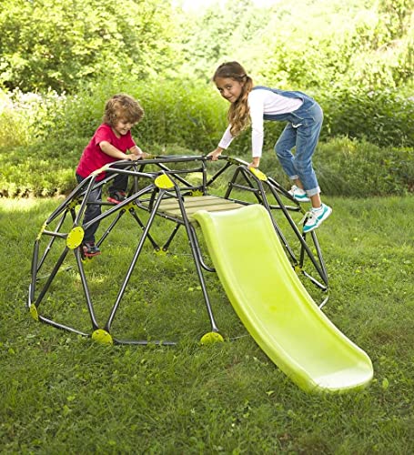 HearthSong Indoor/Outdoor Climbing Dome Play Set with Slide Gray Green