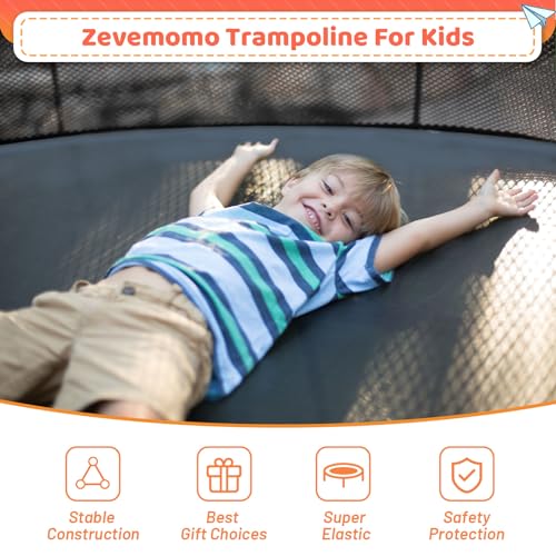 Zevemomo 14FT Outdoor Trampoline with Sprinkler, Basketball Hoop & Wind Stakes Orange