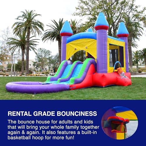 HERO KIDDO Jelly Bean Castle Bounce House Water Slide Combo Purple/Yellow/Green/Red/Blue