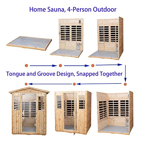 Xmatch Far Infrared Wooden Sauna Room 4 Person Outdoor Natural
