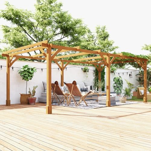 Outsunny 20' x 10' Outdoor Pergola Wood Gazebo Dark Brown