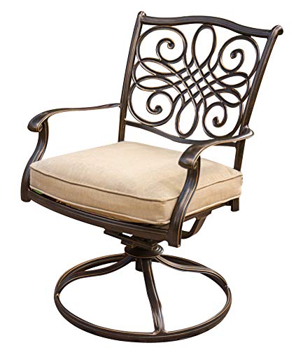 CAMBRIDGE Seasons 5-Piece Outdoor Dining Set with 4 Cushioned Swivel Rockers and 48" Round Table Tan