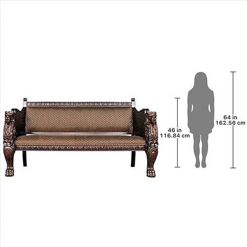 Design Toscano Lord Raffles Winged Lion Settee Bench Mahogany