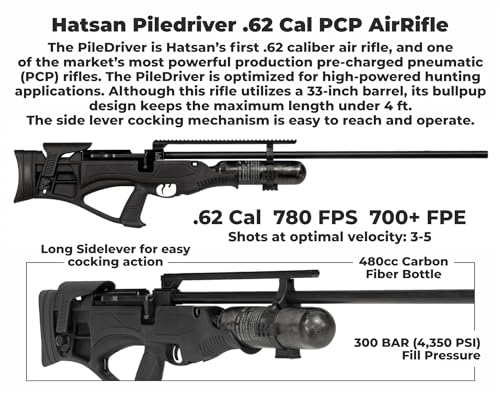 Wearable4U Hatsan Piledriver Bullpup .62 Cal PCP Air Rifle Bundle with Lens Cleaning Cloth and Slugs