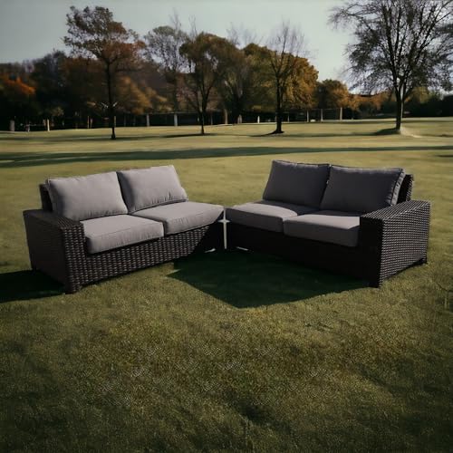 Courtyard Casual St Lucia Collection 2-Piece Sectional Loveseat Set Silver Oak