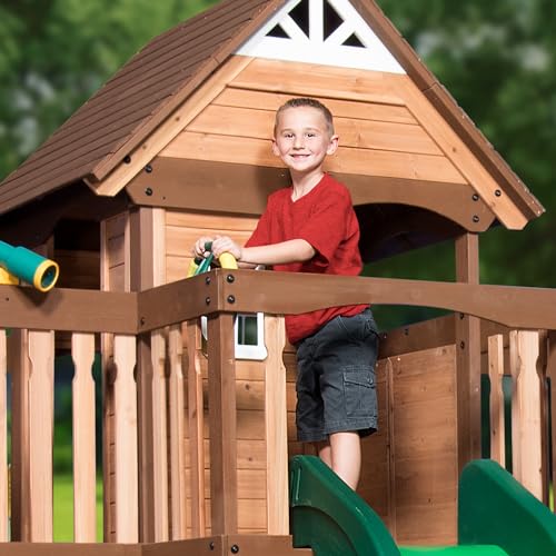 Backyard Discovery Mount Triumph Cedar Swing Set Light Brown