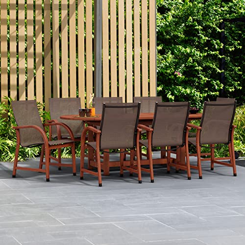 Amazonia Bahamas 9-Piece Oval Dining Table Set Eucalyptus Wood Brown