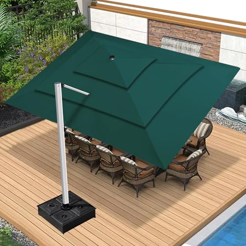 EliteShade Apollo 3-Tier 10x13FT Aluminum Crank Open Cantilever Patio Umbrella Forest Green