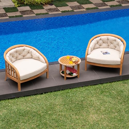 Cambridge Casual Barnese Teak Wood Outdoor Lounge Chair Natural Teak / Tan Cushion