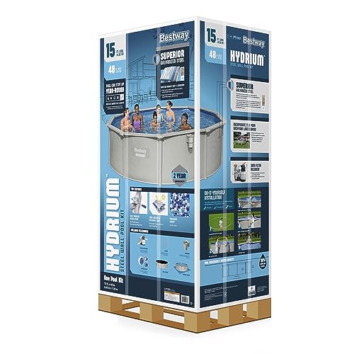Bestway Hydrium 15'x 48" Steel Wall Above Ground Swimming Pool Set Gray