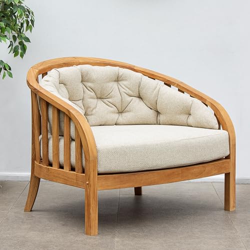 Cambridge Casual Barnese Teak Wood Outdoor Lounge Chair Natural Teak / Tan Cushion