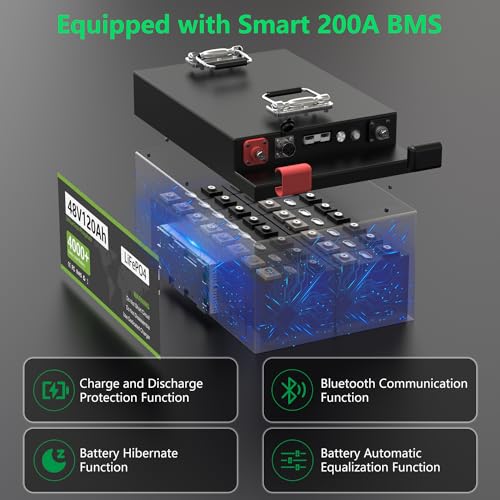 Cxeny 48V 120Ah Lithium Golf Cart Battery with 200A BMS & Mobile App Control