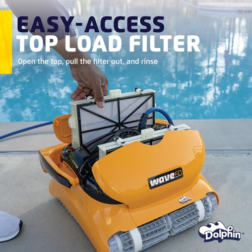 Dolphin Wave 60 Robotic Pool Vacuum Cleaner with Caddy Yellow