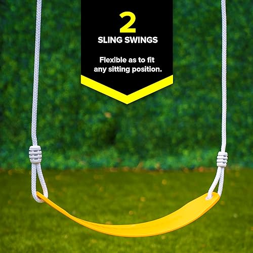 Sportspower Augusta Wooden Swing Set with Slide Yellow/Blue