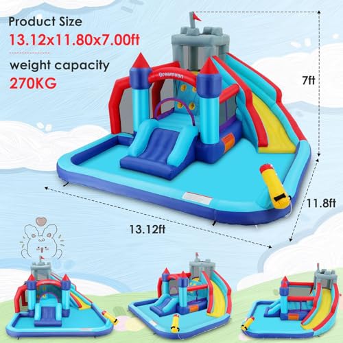 AKEYDIY 10-in-1 Inflatable Bounce House with Slide and Climbing Wall