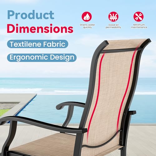 Pamapic 7-Piece Patio Dining Set with 2 Swivel Chairs & 4 Regular Chairs Beige