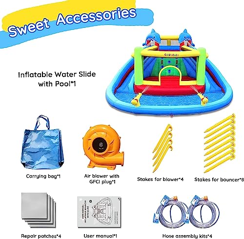 Causeair Inflatable Water Slide & Bounce House with Dolphin Styling Multi