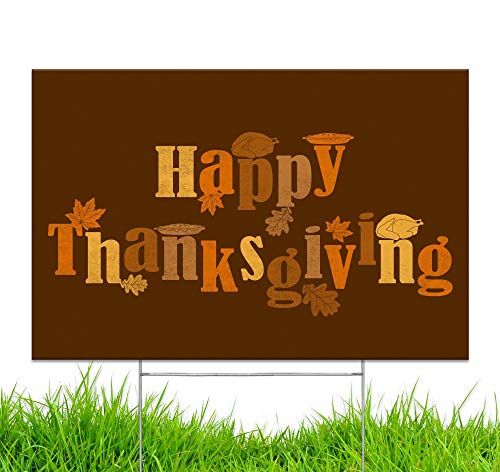 Yard Sign Happy Thanksgiving Turkey Day Lawn Decoration 18" x 12