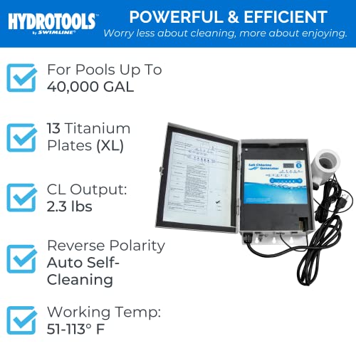 Swimline Hydrotools 87640 Salt Chlorine Generator (40K Gal)