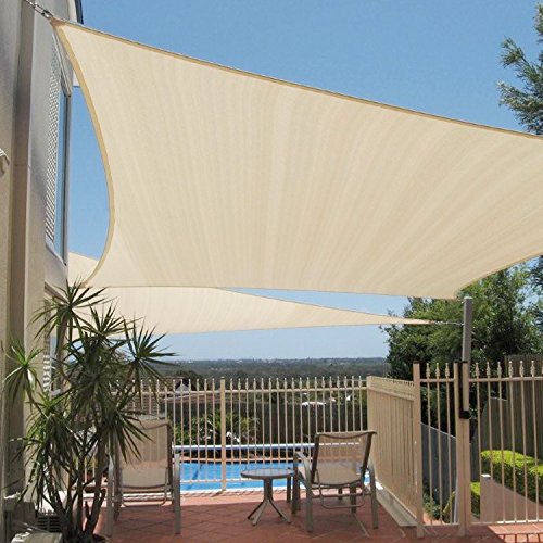 E&K Sunrise 27' x 45' Rectangle Sun Shade Sail Canopy Cover UV Block Beige
