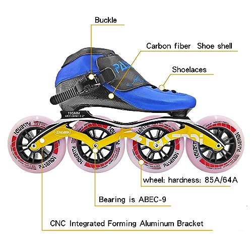 PASENDI Carbon Fiber Inline Speed Skates 4x110 Wheels Blue